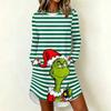 Women's Casual Long Sleeve Neck Dress with Christmas Print for Holiday Party