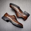 Men'S Retro Low-Top Casual Leather Shoes Spring Autumn Leather Single Shoes Business Dress British Lace-Up Men'S Shoes
