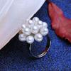 LSOOYH Natural Freshwater Pearl Rings For Women Fashion Female Flower Multi-Pearl Adjustable Ring