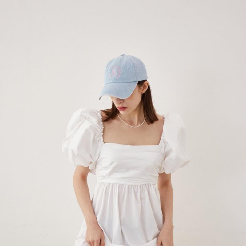 Allincomplete Round Logo Ball Cap Light Blue Denim
