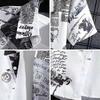 Summer  Men's Graffiti Print Shirt Loose Retro Half-Sleeved Shirt