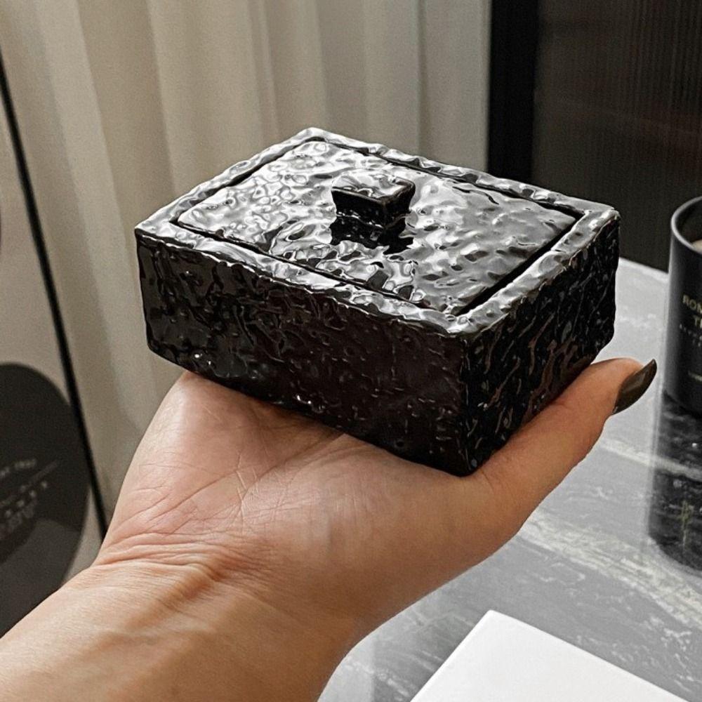 Large Capacity Cotton Swab Jar Ceramic Toothpick Holder Jewelry Storage Box for Living Room