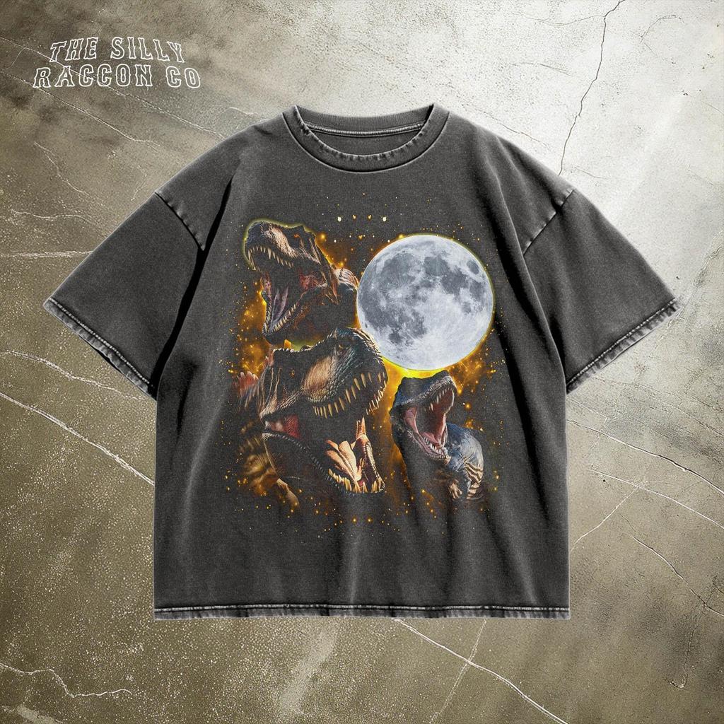 Moonlit T-Rex Shirt | Grunge Dinosaur Tee | Retro Dinosaur Graphic T-Shirt | Mystical Prehistoric Tee | Funny Dino Lover Gift