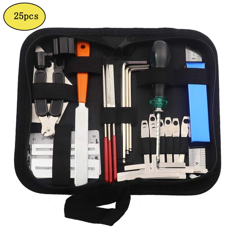 Guitar Repair Kit 25-Piece Set File Gasket 3-in-1 String Clipper Guitar Accessories