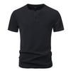 T-shirt Henley da Uomo a Colore Unito - Abbottonatura a Singolo Bottone Tessuto Testurizzato Casual Slim Fit Manica Corta Disponibile in 3 Versatili Opzioni di Colore