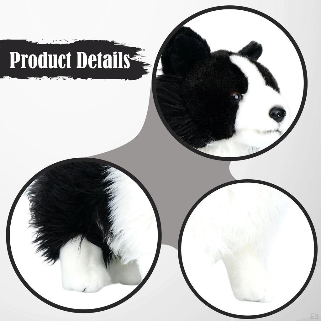Stofftiere Border Collie Kuschelig Realistisch Stehend Zum Kuscheln Schwarzer und Weißer Welpe Hund Spielzeug für