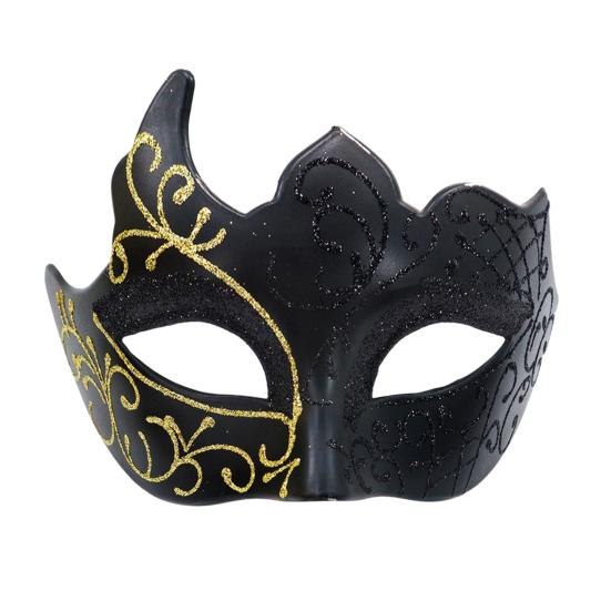 Men Half Face Mask with Elastic Band Vintage Glitter Half Face Guard Eye Mask золотистый/чёрный