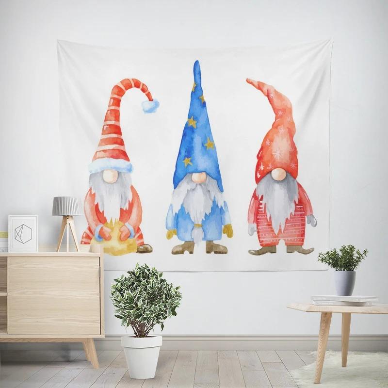 Christmas New Year Cute Snowman Pattern Living Room Bedroom Decoration Tapestry