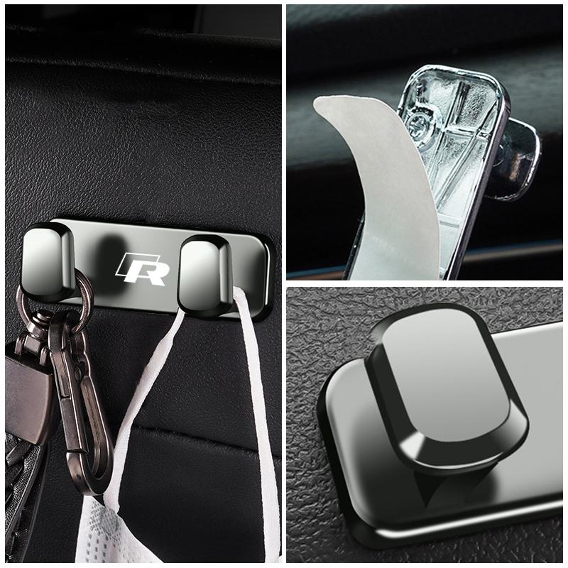 For Volkswagen VW Car Metal Double Hook Auto Interior Seat Back Hanger Accessories Tiguan CC Jetta Polo Golf 4 5 6 Passat B5 B6 Zj5