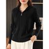 Damen Herbst Winter Wollmischung Pullover Mit Kapuze Verdickt Gestrickt Reißverschluss Strickjacke Mit Tasche Basis Mantel