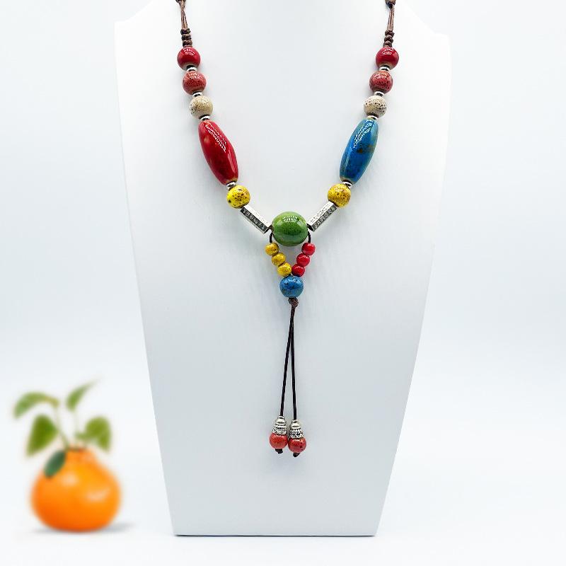 Accessories, Jewelry, Woven Beaded Sweater Chain, Ceramic Necklace, Female Niche Feeling Does Not Fade
