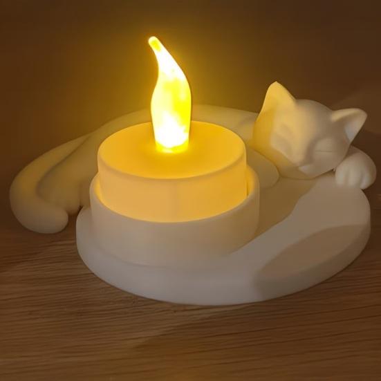 3D Printed Cat Candle Holder Tealight Candle Stand Burr-Free Cute Cat Figurine