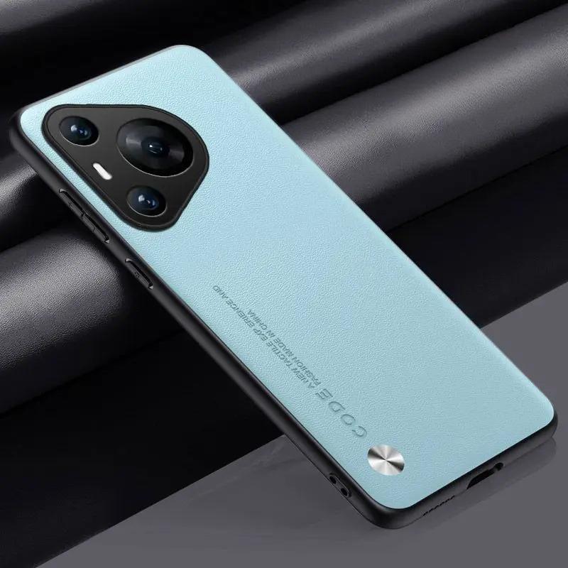 Plain PU Leather Case for Huawei Pura 80 Ultra 80 Pro Plus Camera Silicone Matte Bumper Soft Frame Shockproof Phone Cover for Pura80