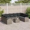 VidaXL Ensemble de Canapé de Jardin 9 Pièces avec Coussins Noir en Rattan 3346209
