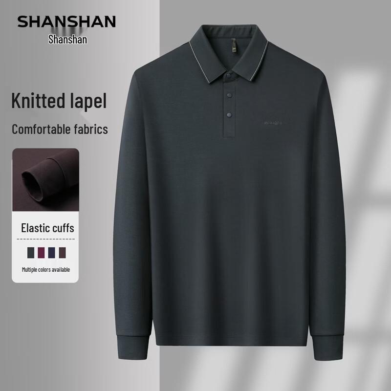 SHANSHAN Men s Business Casual Long-Sleeve Polo Shirt L