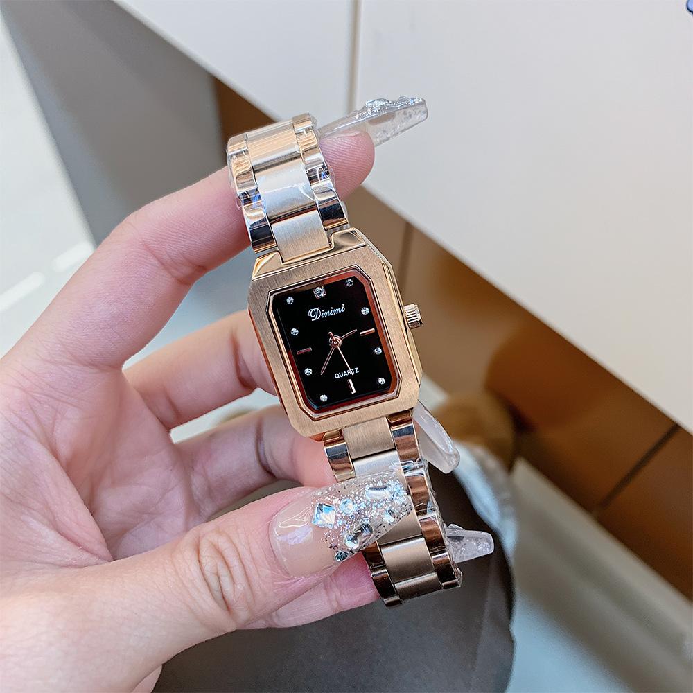 Watch Light Luxury Niche Women'S Quartz Watch Square Fashion Temperament Rhinestone Steel Belt Watch