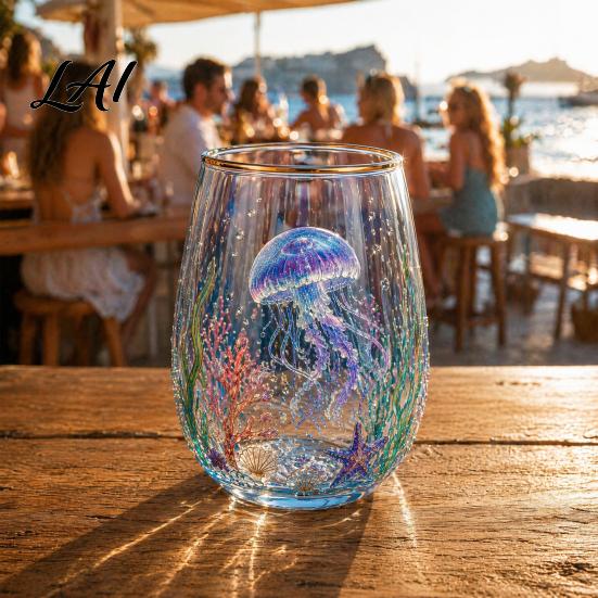 Glass Tea Cup For Loose Leaves Sea Turtle Tumbler Ocean Theme Drinking