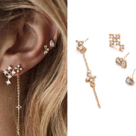 

4шт блестящие стразы крест кисточкой женские серьги ювелирные украшения вечерние уха шпильки