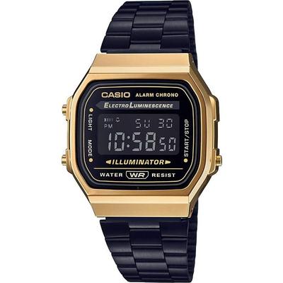 CaSio Digital Watch Standard A168wegb 1b Men S woMen S Black X Gold Black reverSed Lcd overSeaS Model [parallel Imported Product]