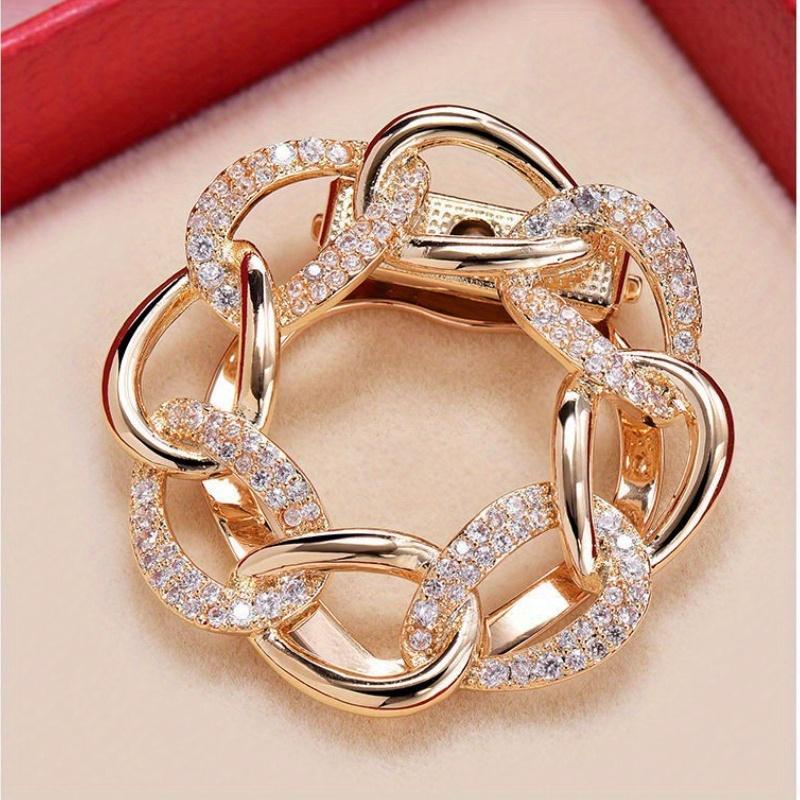Yiran Jewelry Women's Exquisite Crystal Chains Crystal Brooch Badges For Scarf Buckles Elegant Lady Clothing Coat Classic Accessories Decoration
