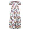 Plus Size Women Casual O-Neck Summer Short Sleeve Print Loose Pocket Long Dress