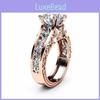 Stunning 14k Rose Gold Plated Colorful Floral Ring With Champagne Gemstone For Women