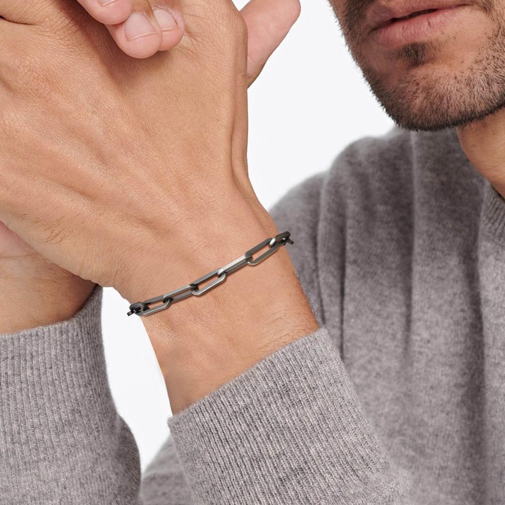 5mm Paperclip Chain Bracelets for Men Women,Waterproof Rectangle Stainless Steel Links Wristband,Trendy Zircon Gifts