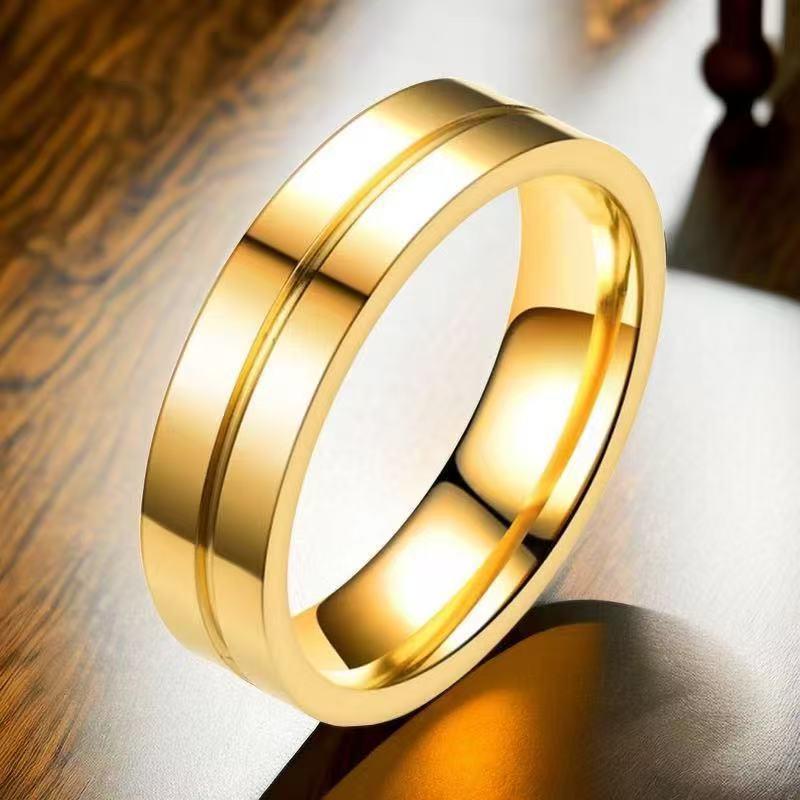 Stainless Steel Ring with Star-Inlaid Diamonds, Fade-Resistant, Titanium Finish