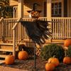 Metall Halloween Hofkunst Solare Vogelscheuchen Laterne, Gruseliger Kürbiskopf Gartenstecker mit beleuchteten Veranda Dekorationen Zaubererhut, Strombetriebene Wegbeleuchtung