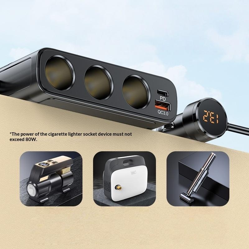 128W Car Charger Splitter PD30W QC3.0 Fast Charging Multi Port Cigarette Lighter Adapter for Car Interior Phone Charging Use