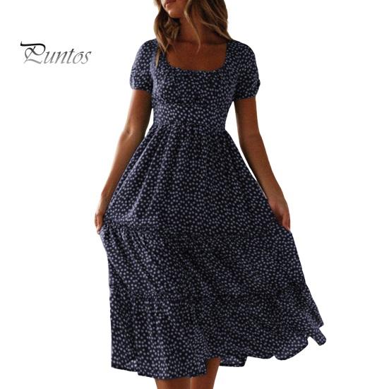 

Женское платье с маленьким цветочным принтом в стиле пэчворк, струящееся подол с квадратным вырезом и короткими рукавами-пузырьками, плиссированное платье миди для свиданий и отпуска 2XL темно-синий