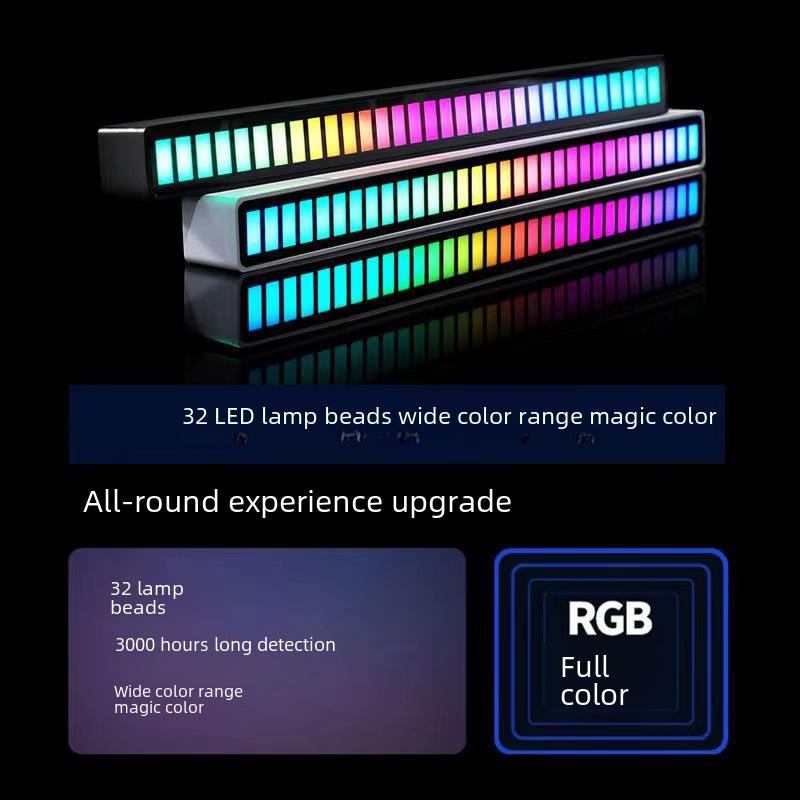Bluetooth Voice-Controlled RGB Sensor LED Light Bar - Music Rhythm & Atmosphere Light for Desktop or Car.