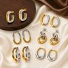 Fashion High-End Two-Color U-Shaped Niche Stud Earrings in Stainless Steel