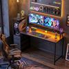 147cm Gaming Desk with Charging Station and Monitor Stand, Computer Table for Home Office with RGB Lights, Black