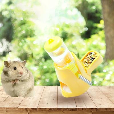 Hamster Wasserspender Kleintier Automatischer Spender Trinkwasserflasche Schalen Napf mit Futterbehälter für Meerschweinchen Ratte