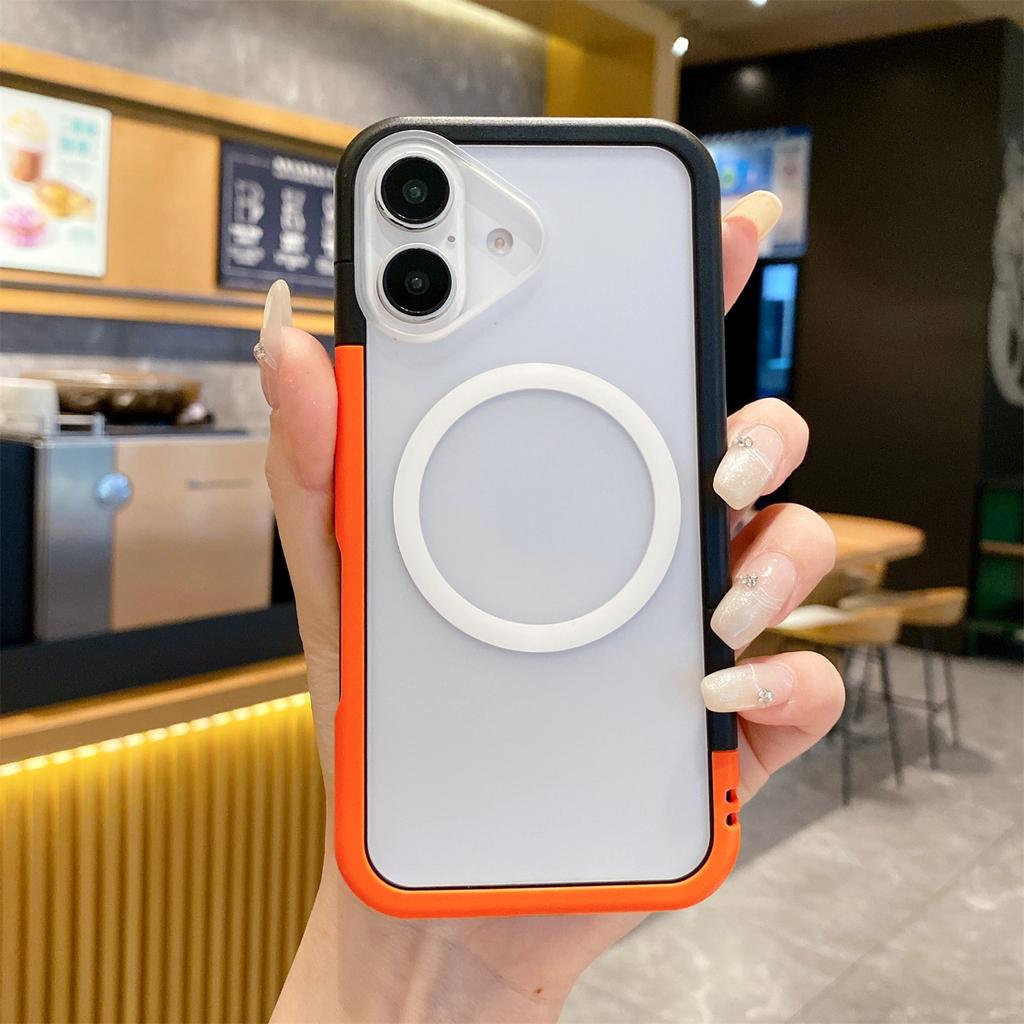 For iPhone 16 Case Compatible with MagSafe Detachable 2-in-1 TPU+PC Clear Phone Cover - Pink / Blue