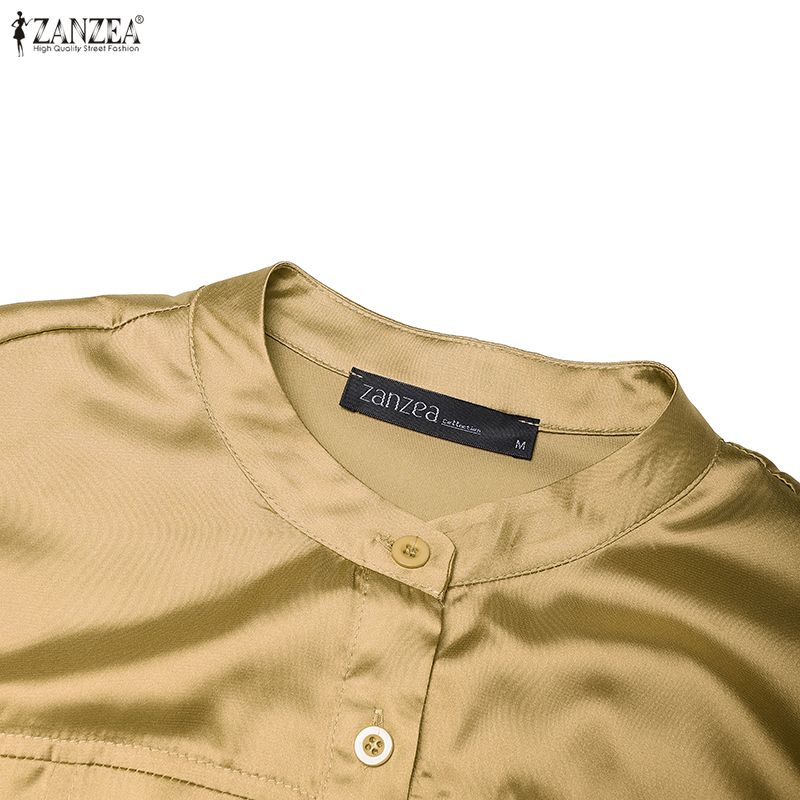 ZANZEA Women Casual Round Neck Solid Color Loose Short Sleeve Dress