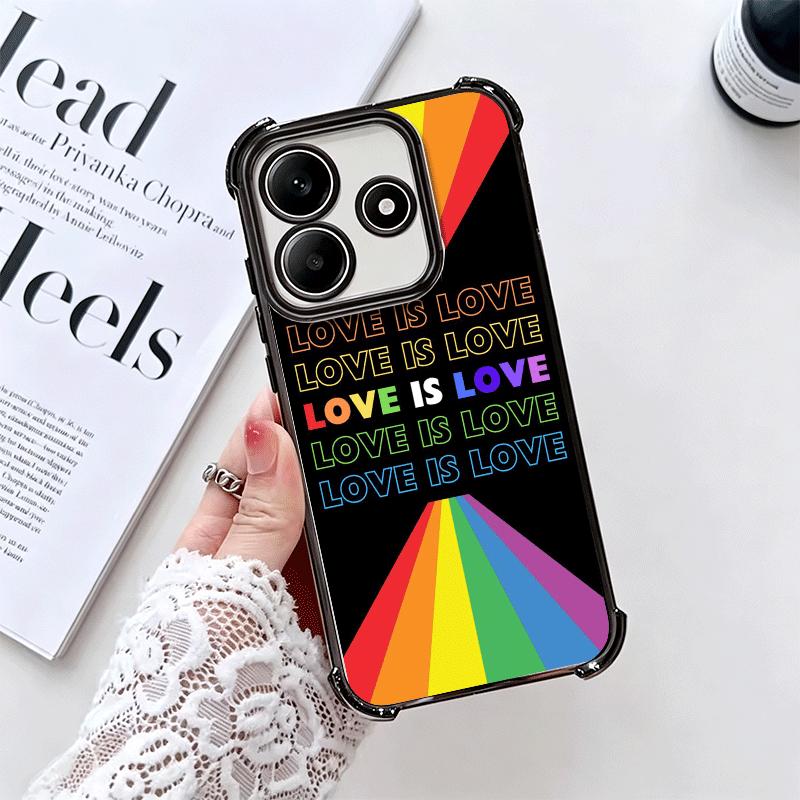 LGBT Rainbow Love Is Love Plating Phone Case For Xiaomi Redmi Note 14 15 Pro Plus 13 12 11 11S 11T 10 9S 9 5G Anti-Fall Airabag