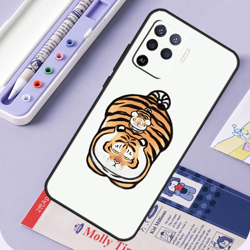 Fat Tiger Cartoon Funny For Oppo A60 A80 A40 A94 A74 A54 A15 A18 A38 A58 A78 A98 A16 A76 A96 A57 A17 A77 A5 Pro Case