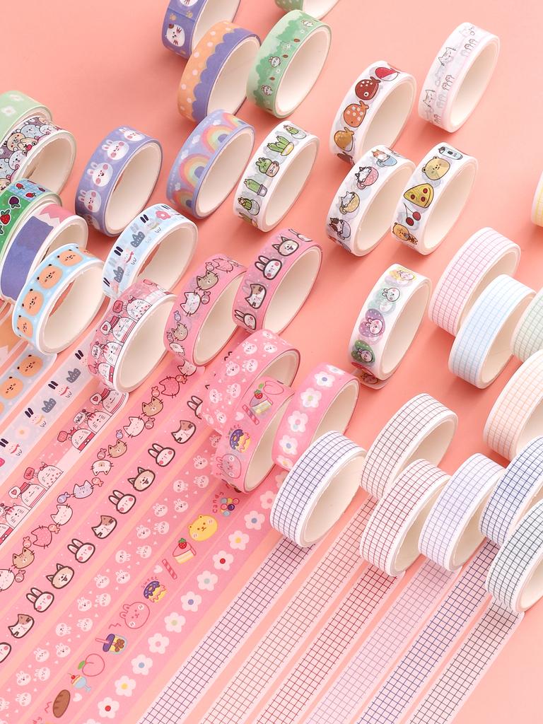 6/12pcs Cute Animal Washi Tape Cartoon Pattern Scrapbooking Supplies Stationary Perfect Gift For Artists & Crafters Washi Tape