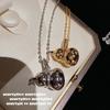 Jewelry, Mango Star Gourd Diamond Pendant Necklace, New Chinese Style, Copper Coin Arrangement Zircon Ring, Set.