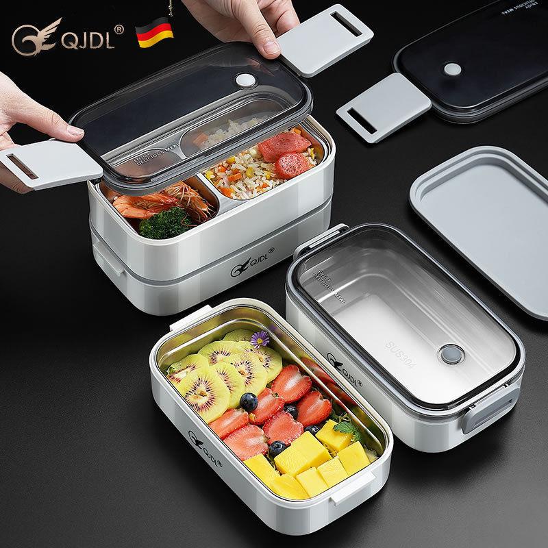 304 Stainless Steel Insulated Double-Layer Lunch Box for Microwave, with Compartments - Ideal for Students and Office Workers.
