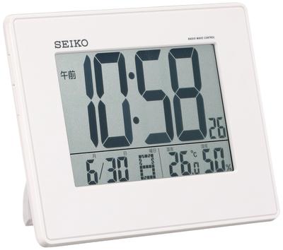 Orologio Sveglia Radio Digitale Calendario Appeso Temperatura Umidità Display Grande Schermo Bianco Perla SEIKO SQ770W
