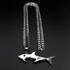 Fish Shark Beer Bottle Opener Pendant Necklaces for Men Stainless Steel Silver Color Multi-Function Hip Hop Male Chain Jewelry
