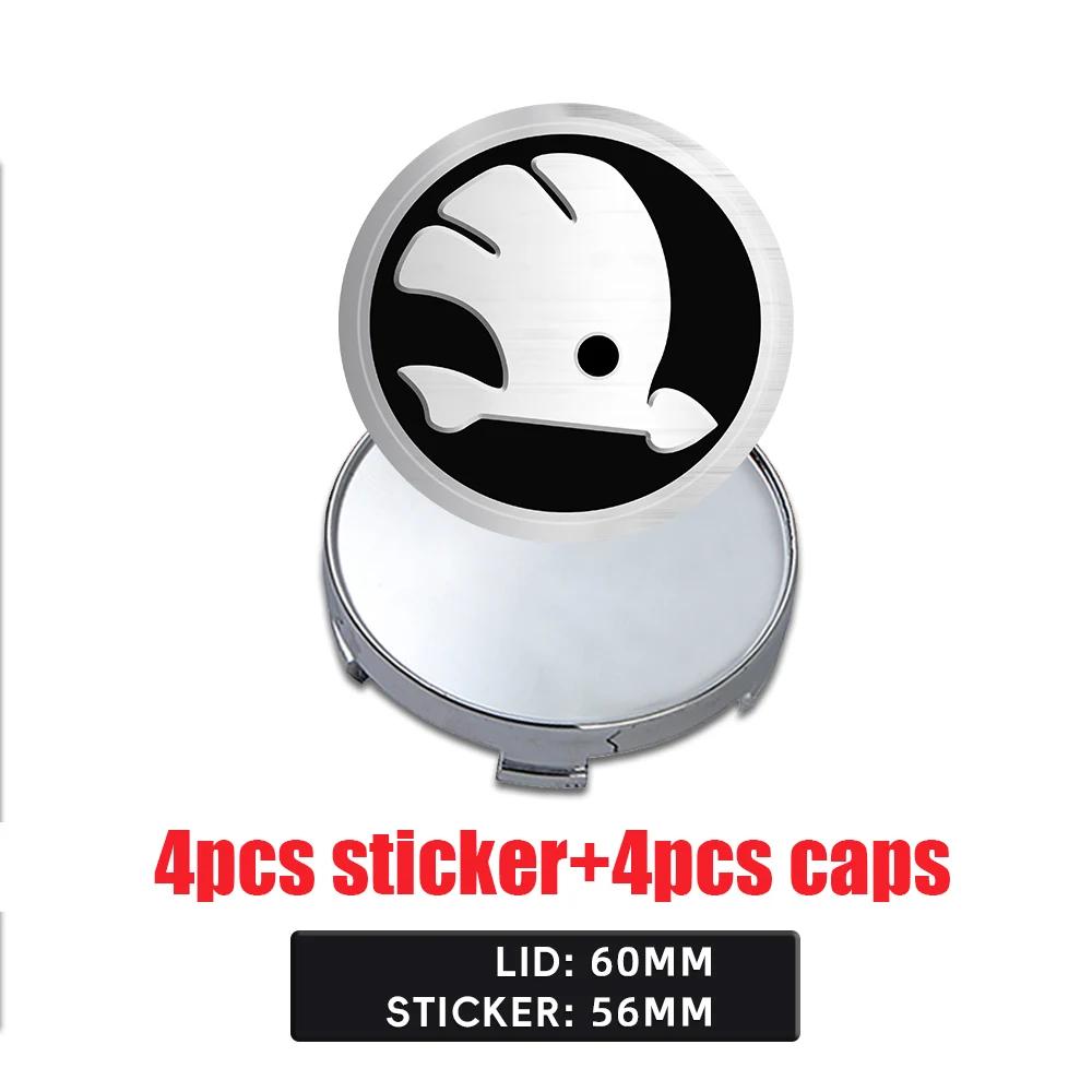 Car Sticker 2025 Hot 4Pcs 56/60/65/68MM Wheel Center Hub Caps Sticker Tire Rim Cover For Skoda Octavia A5 3 2 VRS Vision Kodiaq