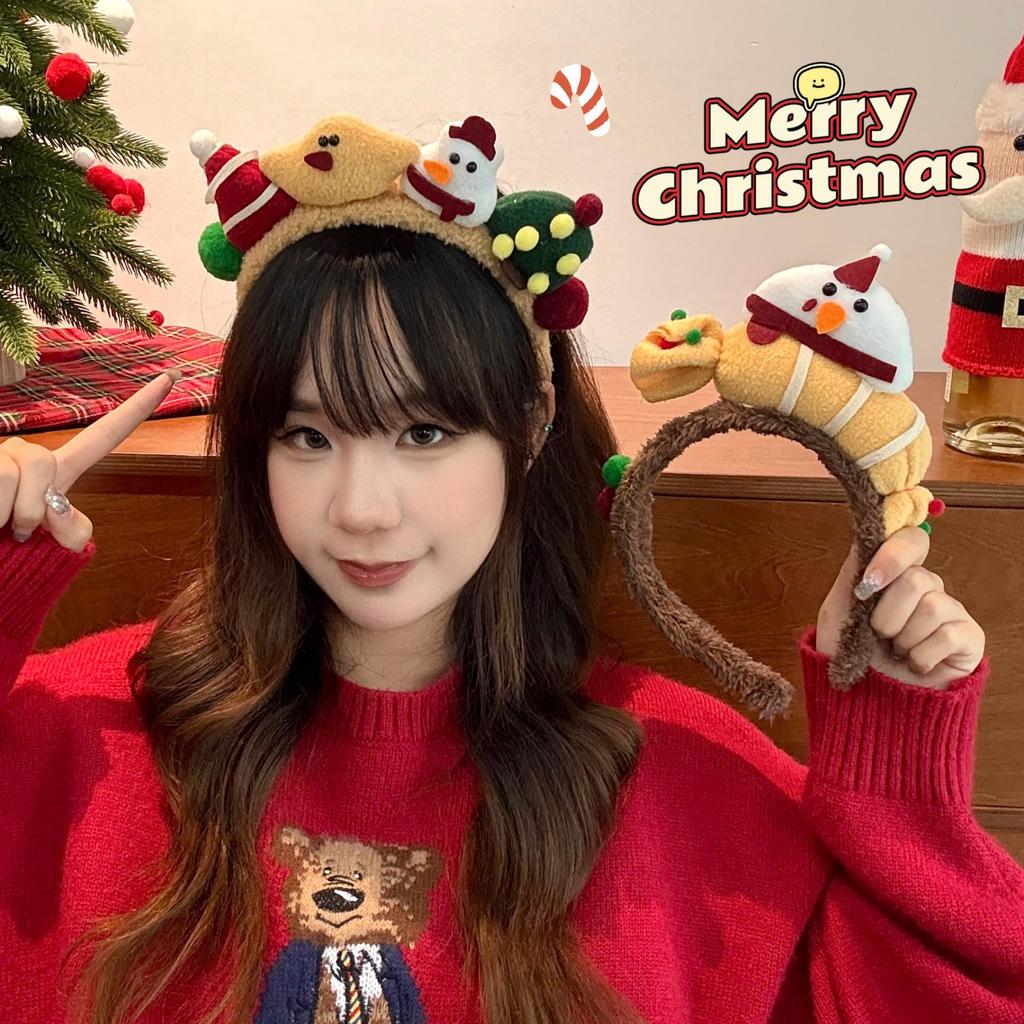 Christmas Plush Snowman Headband - Cute Holiday Hair Accessory for Girls, Perfect for Photos, Performances, Makeup, Face Washing.