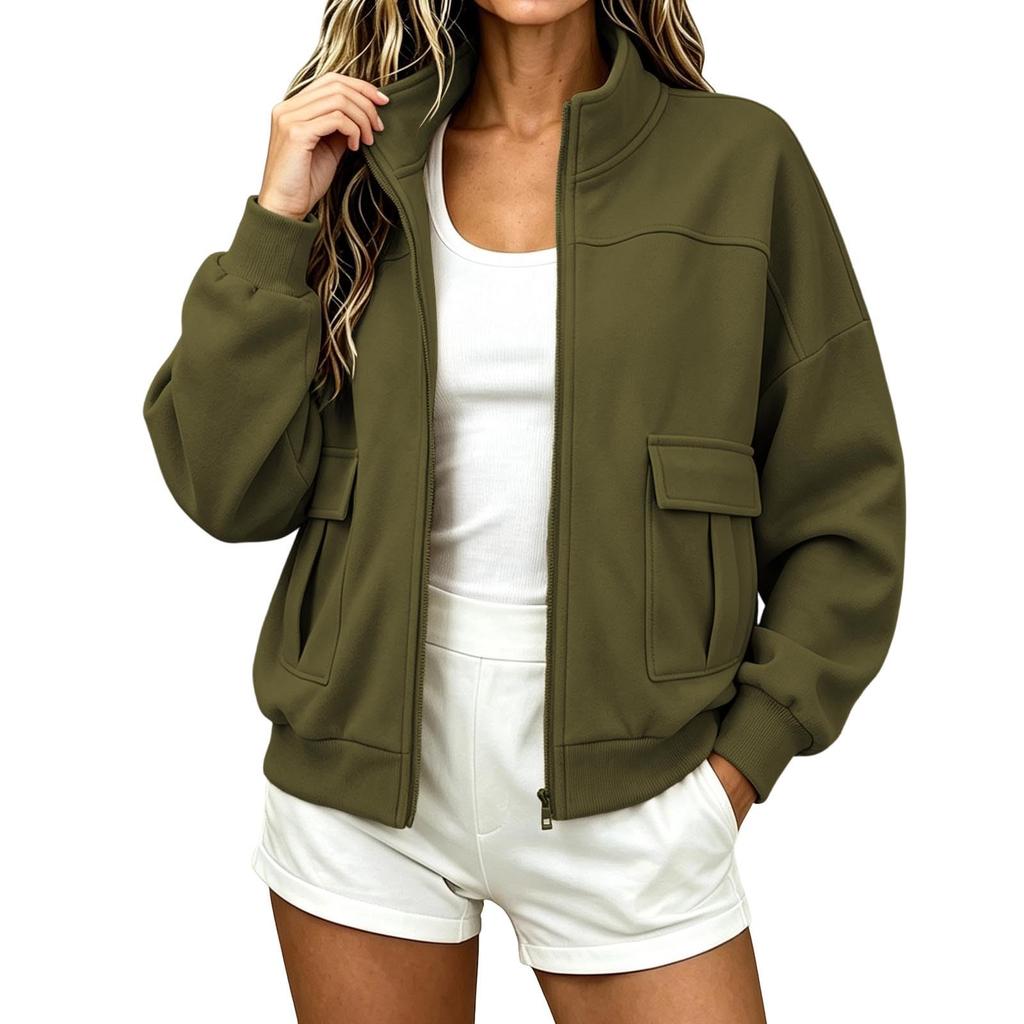 Women's Casual Long Sleeve Stand Collar Jacket