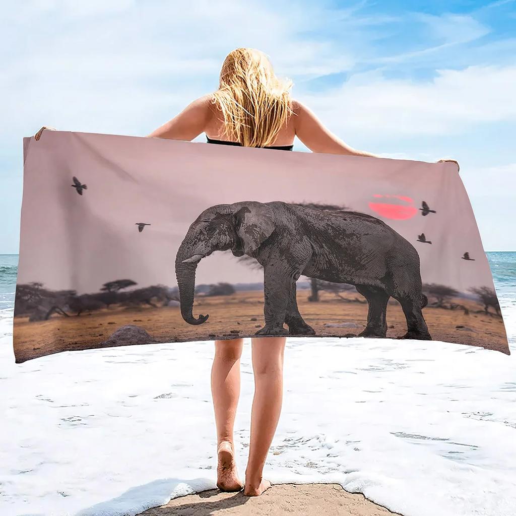 Microfiber Sand Free Beach Towel Quick Fast Dry Absorbent Oversized Lightweight Towels Blanket Swimming Bath Camping Elephant