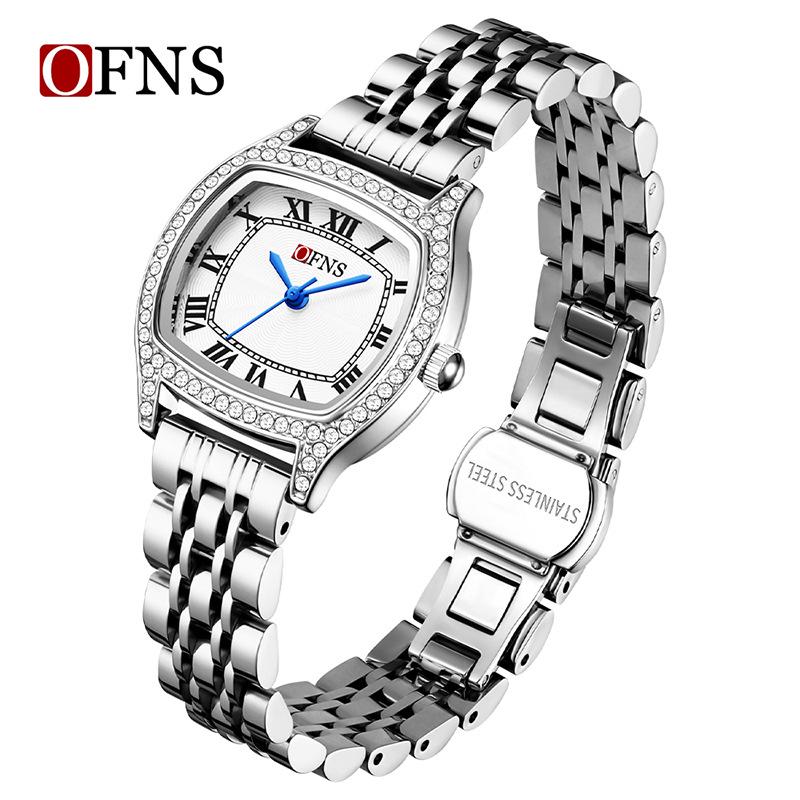 Oufannishi Women's Waterproof Square Fashion Watch, Roman Numerals, Diamond Accents