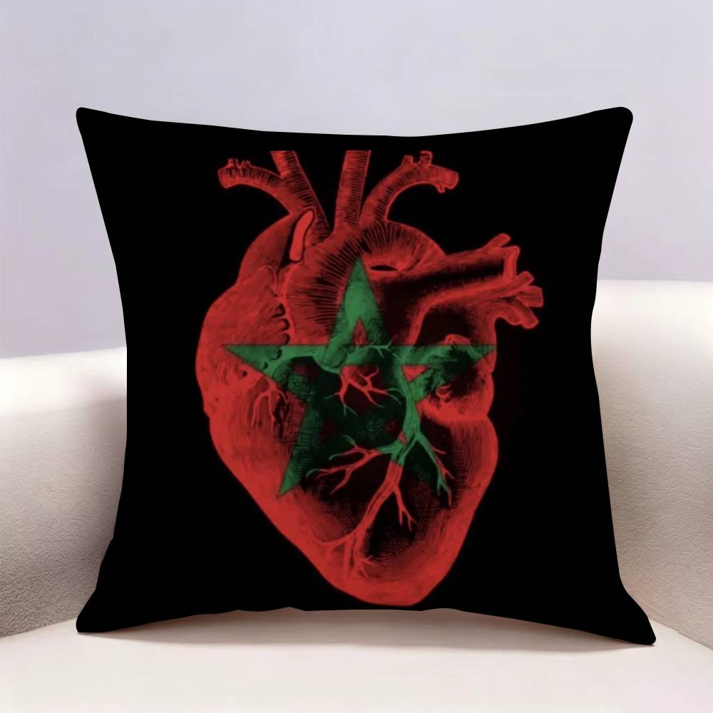 Morocco Map Flag Doublesided Print Pillow Case Cushion Cover Throw Pillow Case For Car Sofa